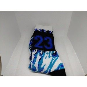 Graffiti Art Printed Crew Socks Number 23. Blue , white, multicolor
